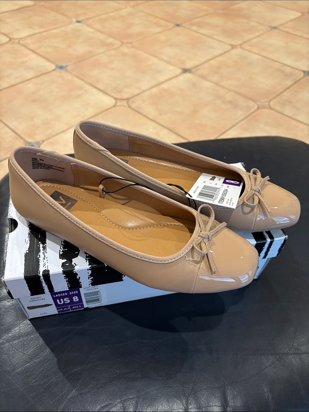 DV by Dolce Vita Beige Patent Ballet Flats with Bow